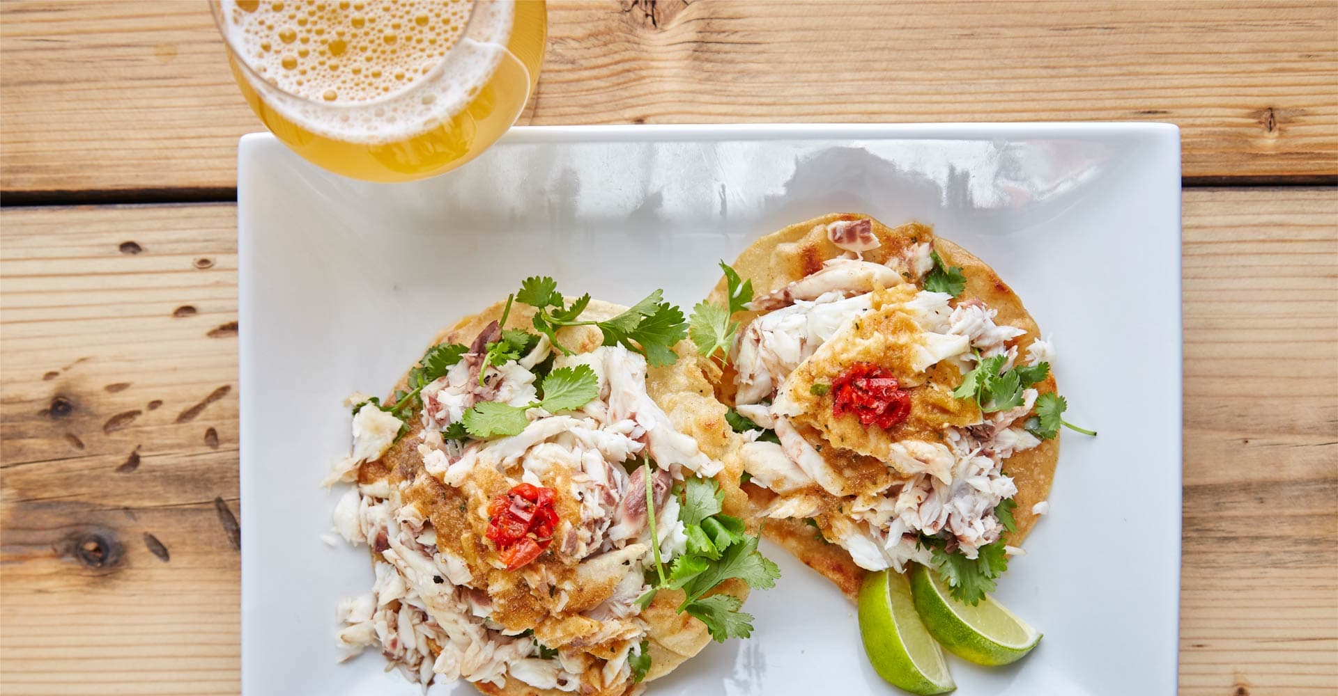Alamosa Striped Bass Tostadas with Lager Tomatillo Salsa Recipe