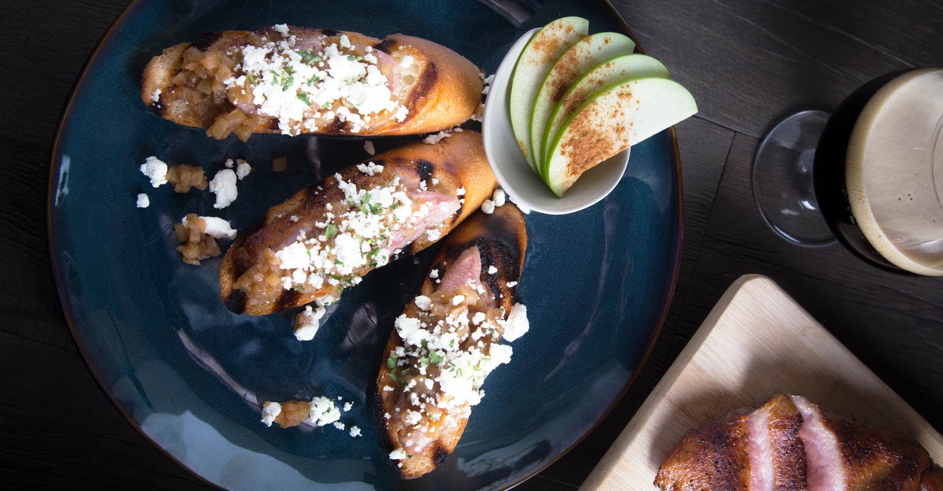 Cooking with Beer: Seared Duck Bruschetta with Pumpkin-Stout Apple Chutney